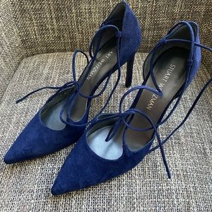 Brand new Stuart Weitzman navy suede heels